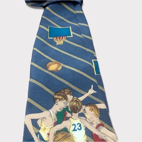 SILK Neck Tie 1996 Basketball Inspired By Norman Rockwell - Picture 5 of 9